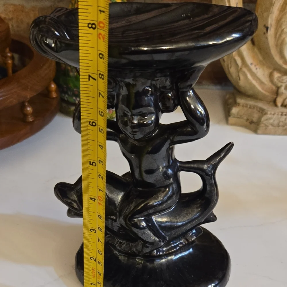 Black Ceramic Figurine with Mythical Design